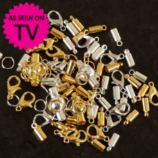 3mm Cord End Fittings - Silver and Gold Tone